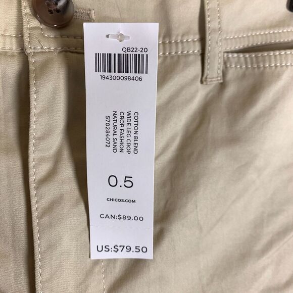 Chico's Wide Leg Crop Pants Women's 0.5 US 6 Natural Sand Relaxed Fit NWT $79 - Picture 3 of 14